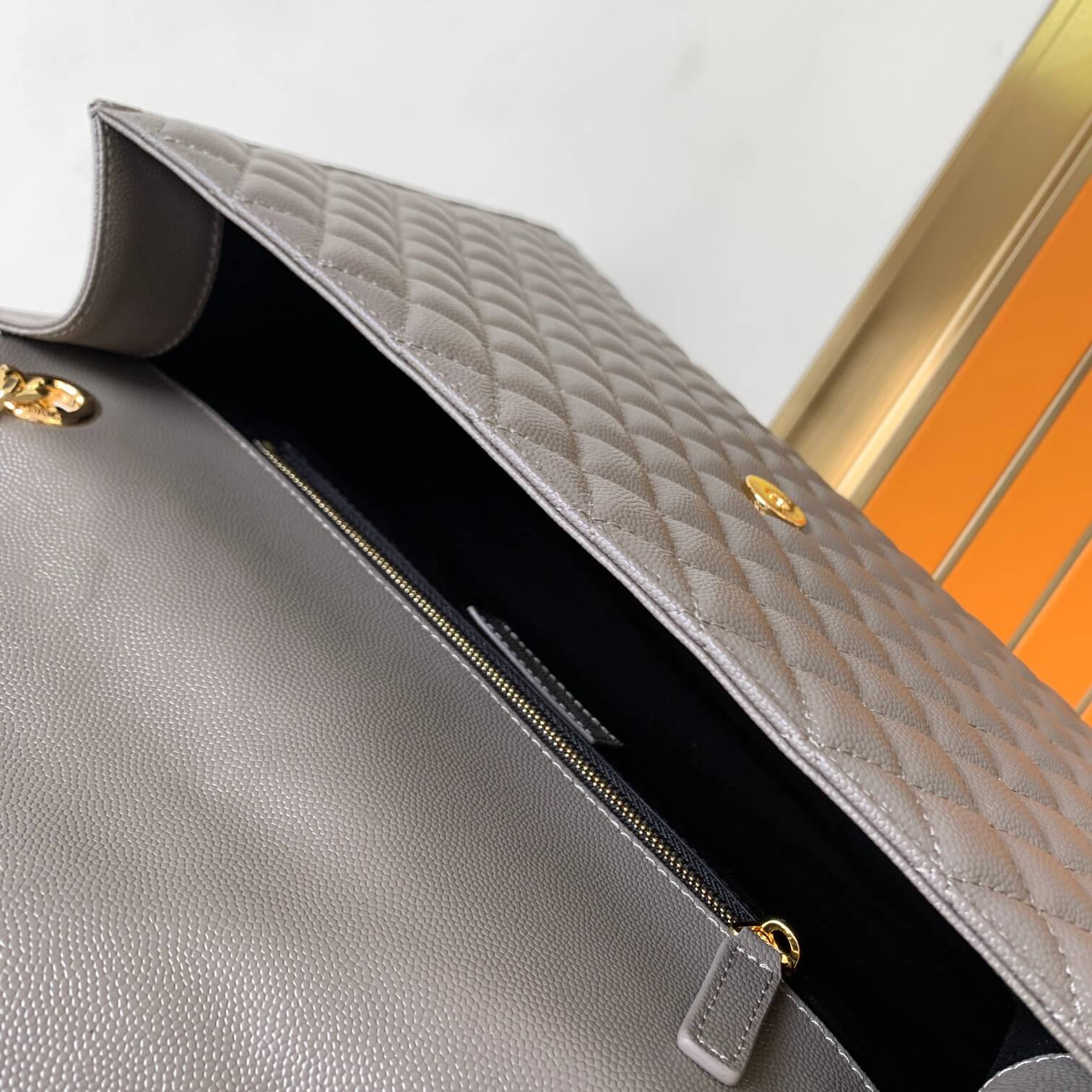YSL Large Envelope Matelassé Leather Shoulder Bag - Image 8