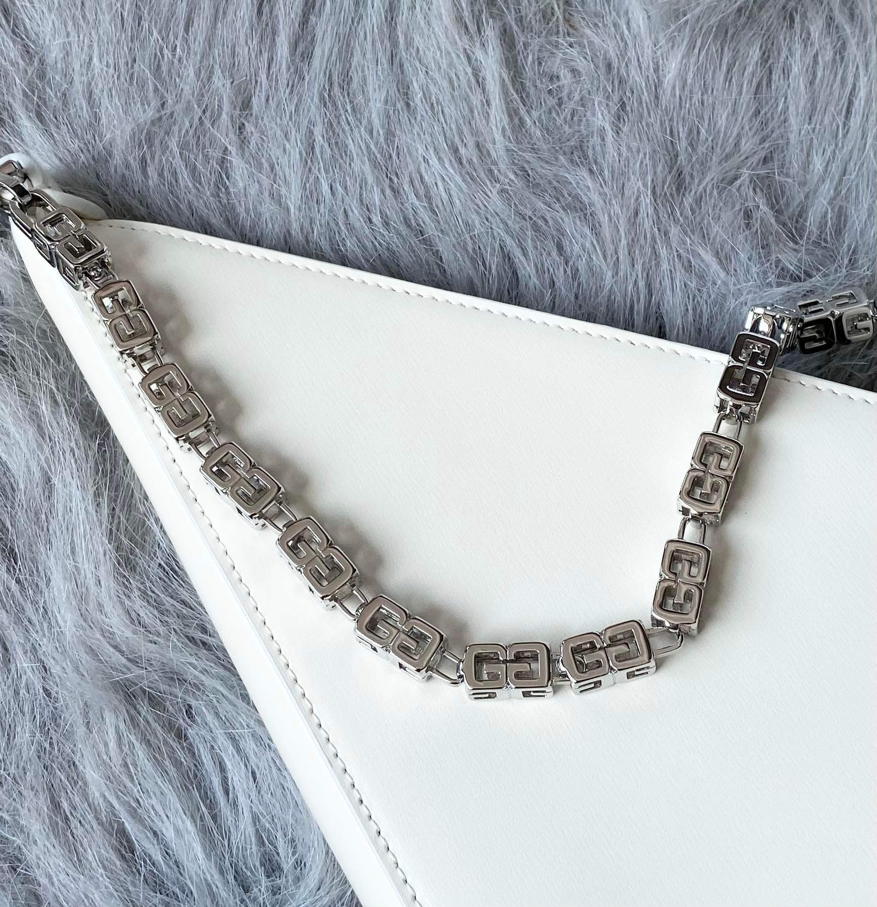 Givenchy V-Shaped Cut Out Chain Bag White - Image 5