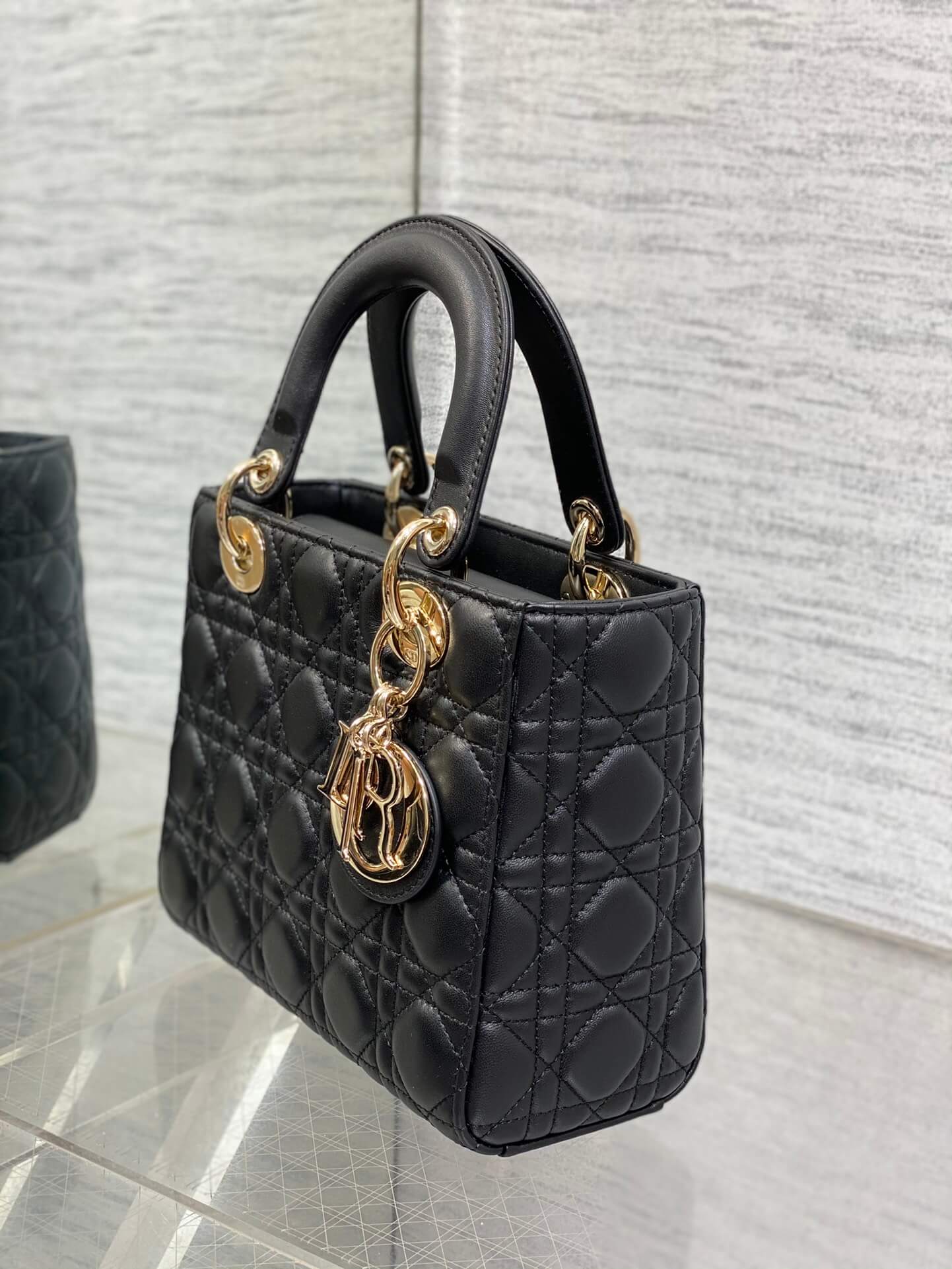 Lady Dior Bag Black Gold Hardware - Image 7