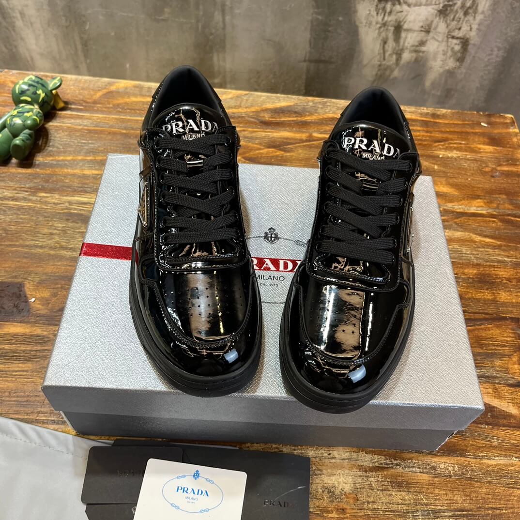 Prada Men's Downtown Sneakers in Patent Leather - Image 8