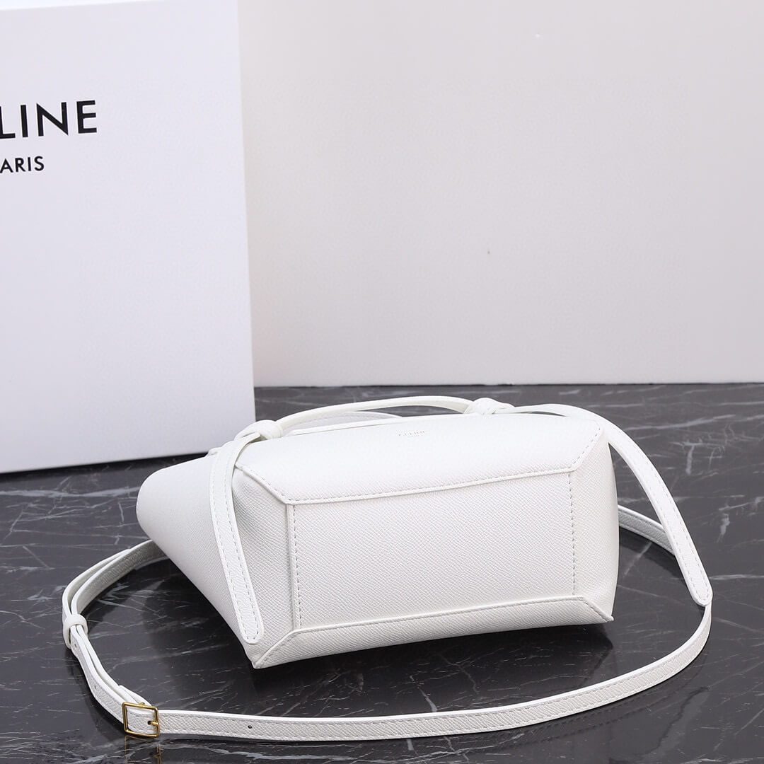 Celine Nano Belt Bag In Grained Calfskin Leather White Bag - Image 6