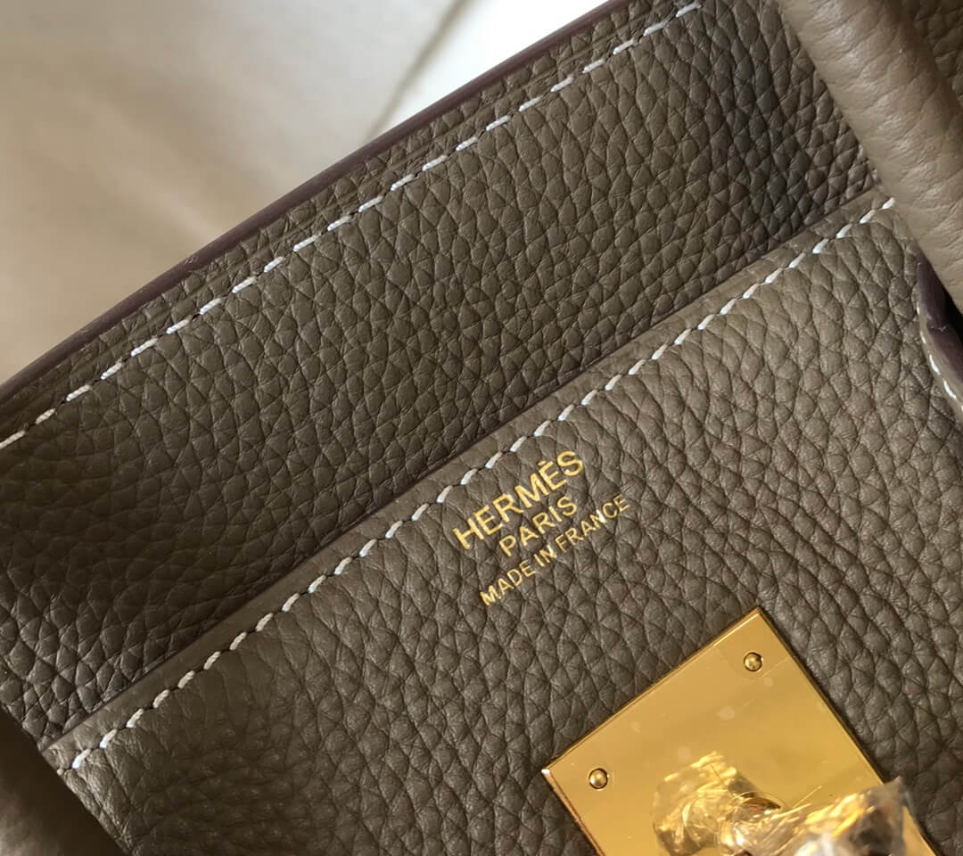 Hermes Birkin Taupe Grey Clemence Bag - Image 8