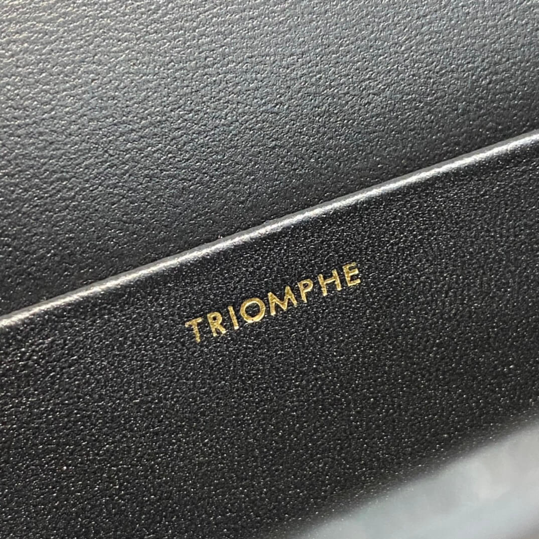 Celine Black Triomphe Shoulder Bag with Chain - Image 7