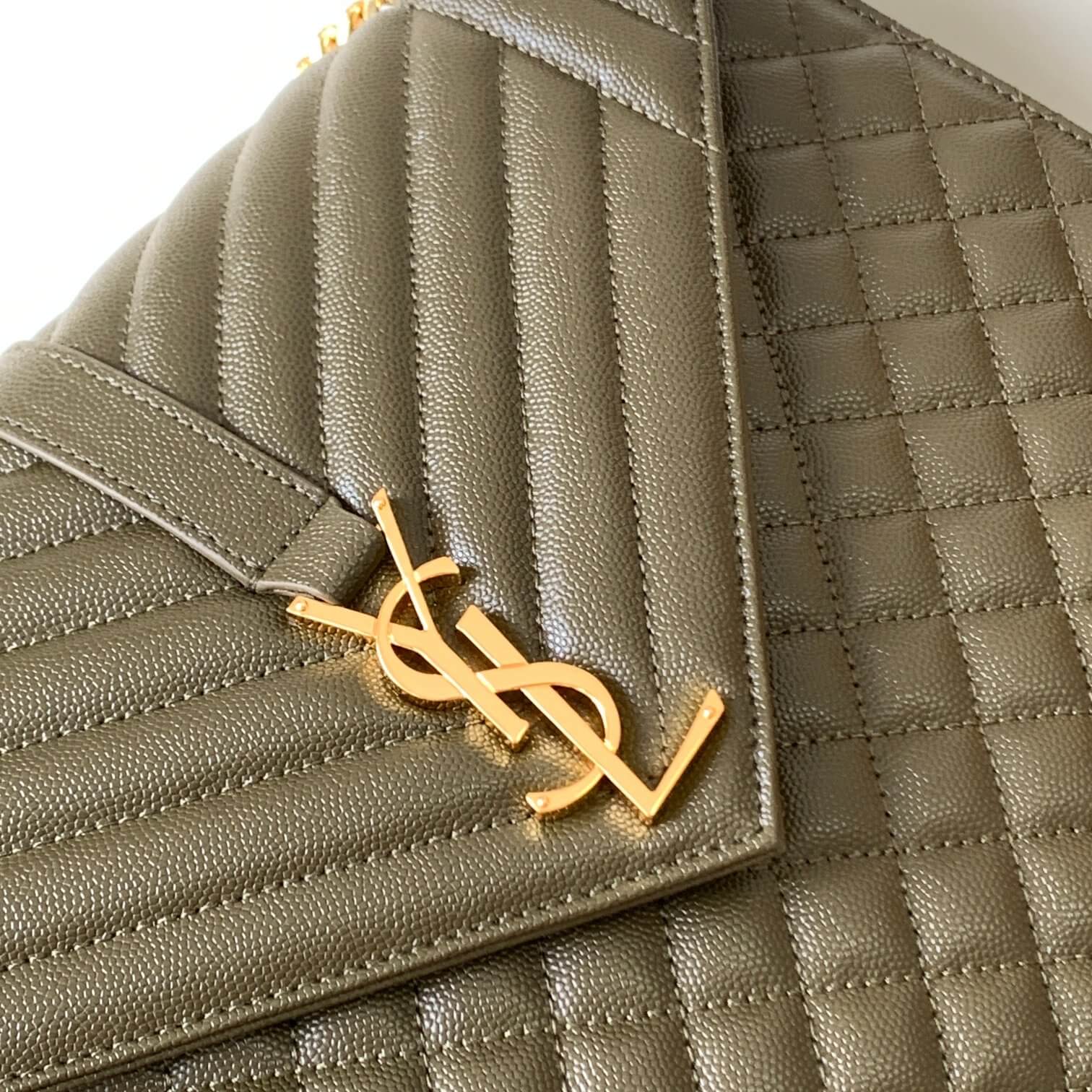 YSL Large Envelope Matelassé Leather Shoulder Bag - Image 9