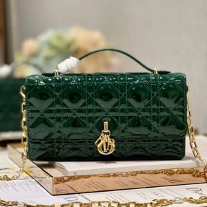 Miss Dior Top Handle Bag Green in Patent Leather