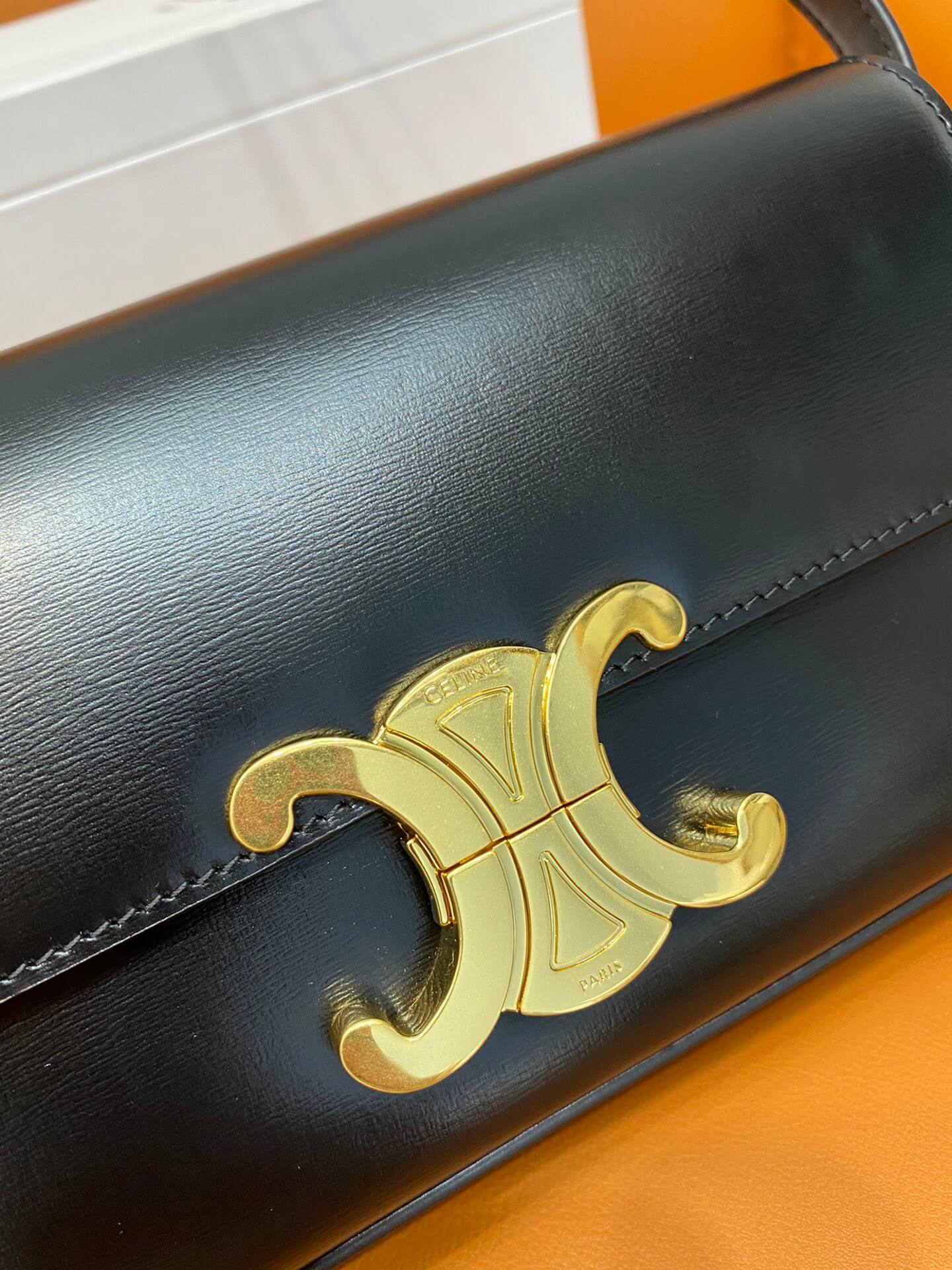 Celine Black Triomphe Shoulder Bag - Image 6