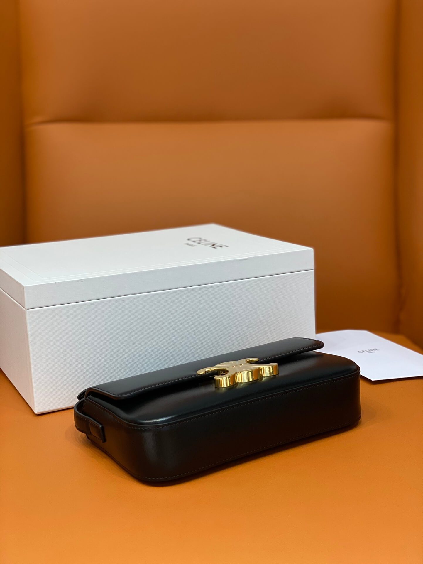 Celine Black Triomphe Shoulder Bag - Image 7