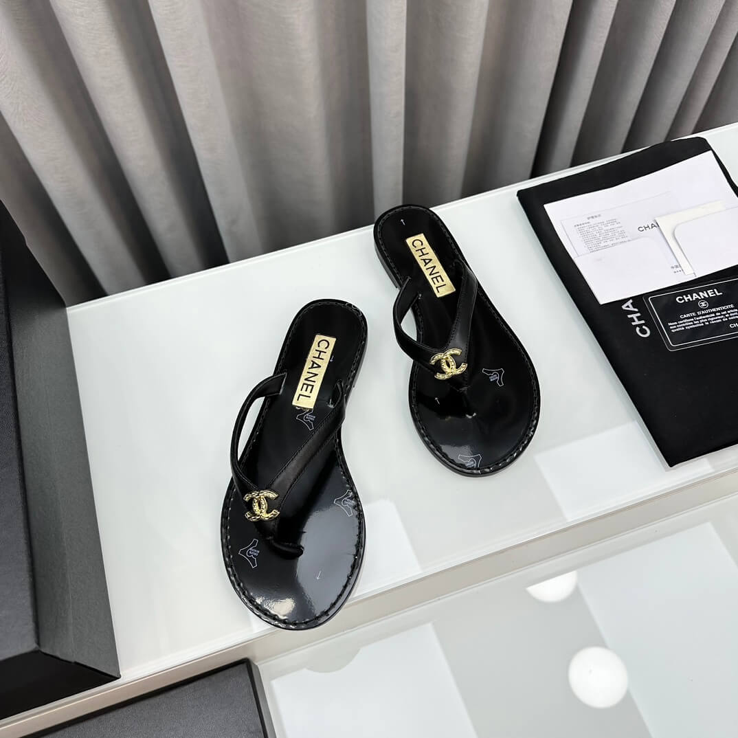 Chanel Flip Flops Black Sandals - Image 6