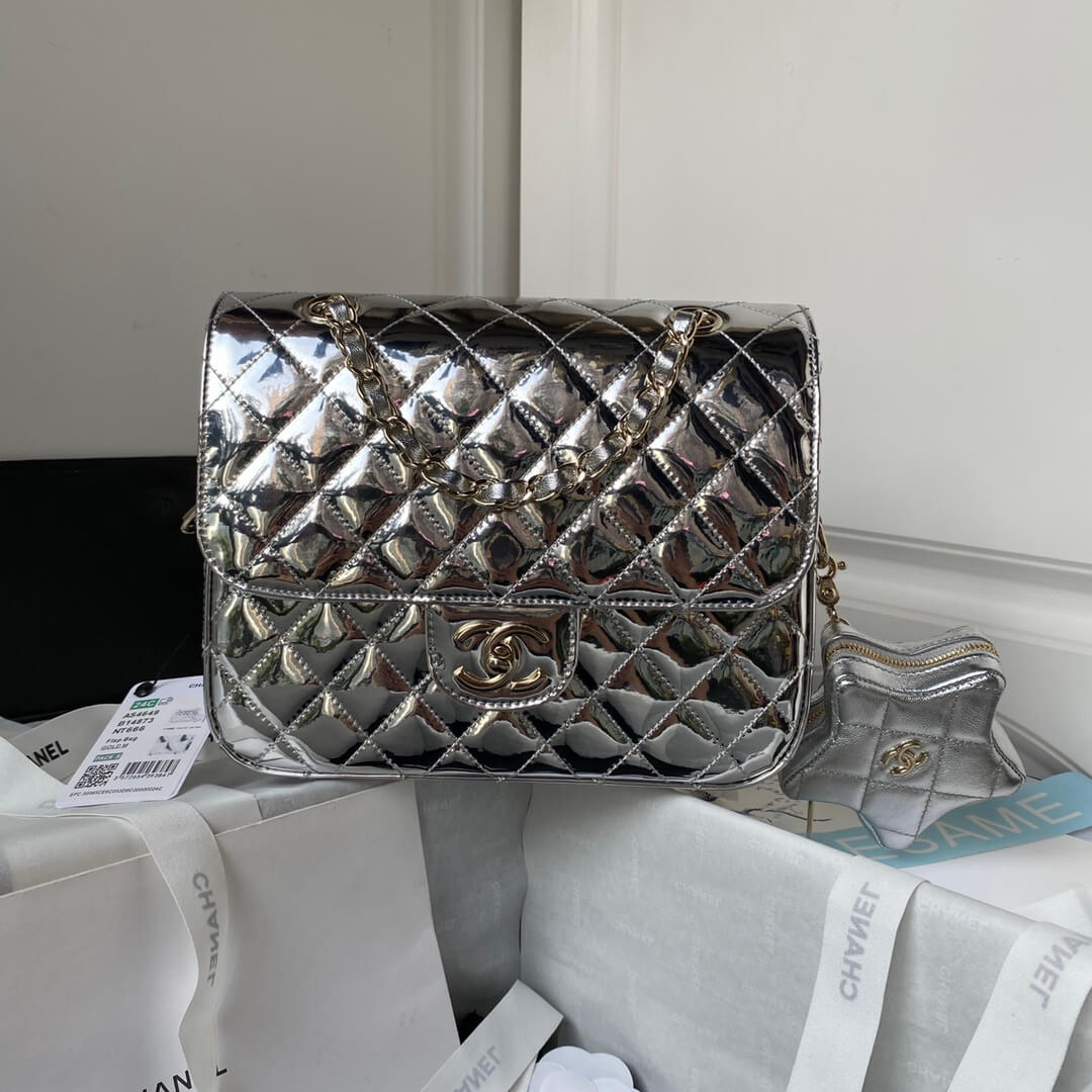 Chanel 24C Backpack with Star Patent Gold