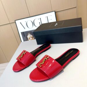 YSL Flat Red Slides