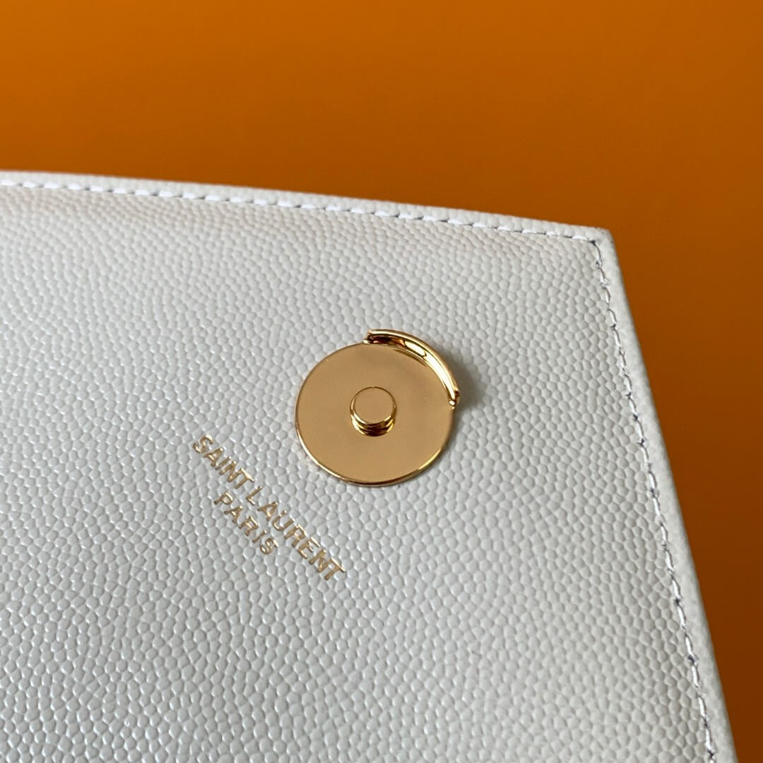 YSL White Large Envelope Matelassé Leather Shoulder Bag - Image 9