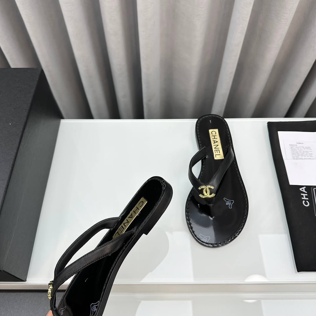 Chanel Flip Flops Black Sandals - Image 7