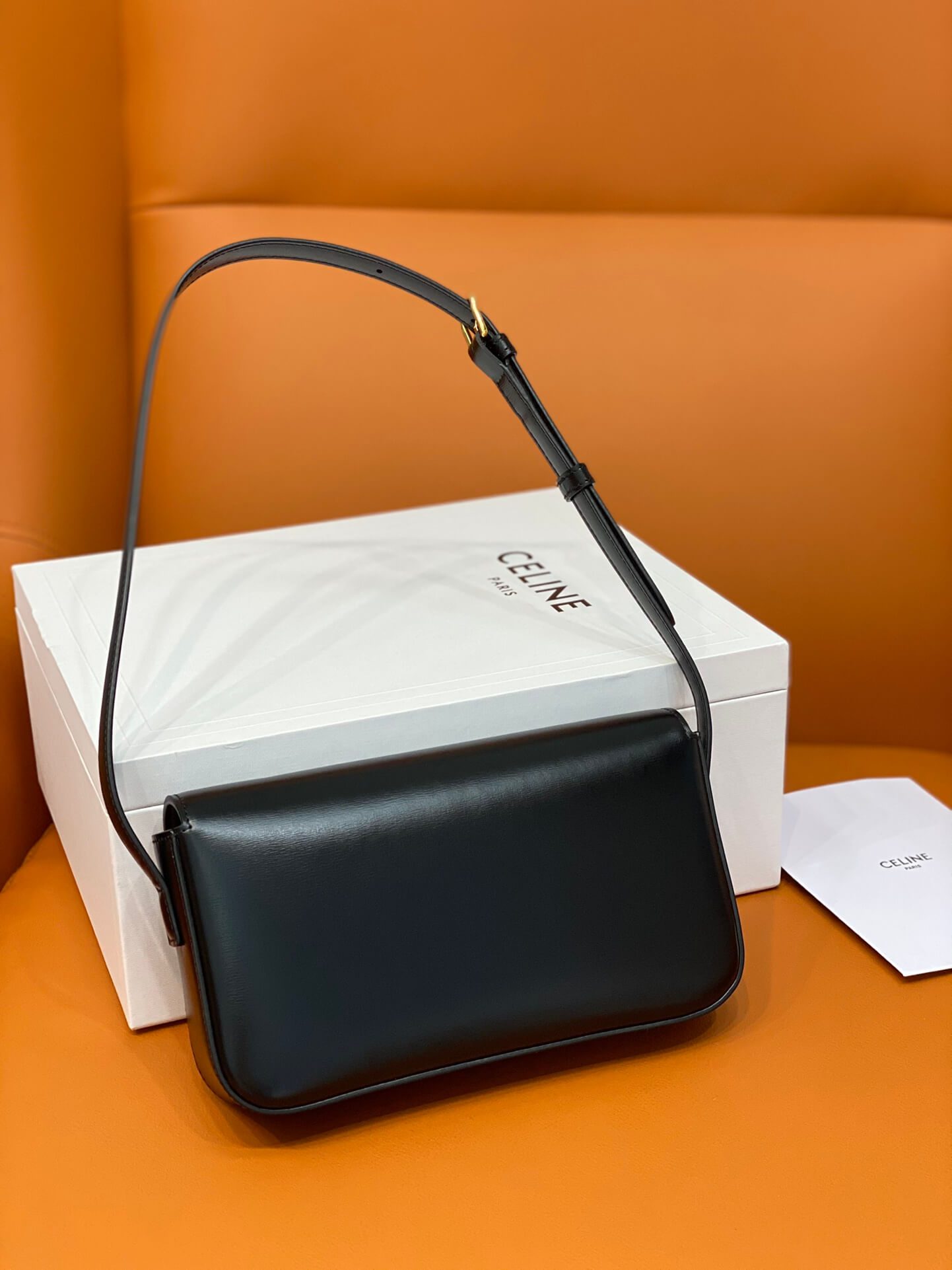 Celine Black Triomphe Shoulder Bag - Image 9