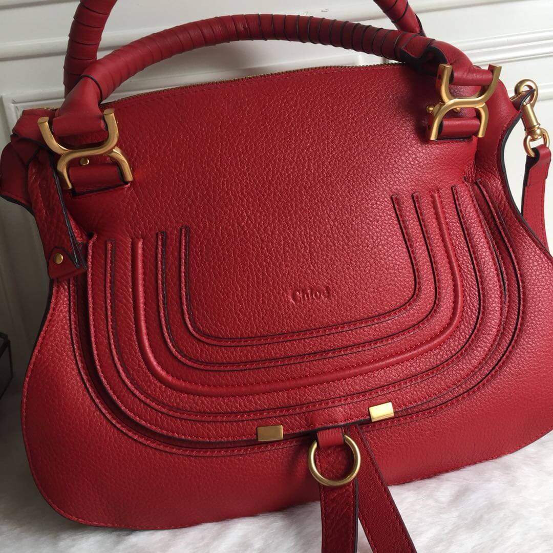Chloe Marcie Double Carry Red Bag - Image 9