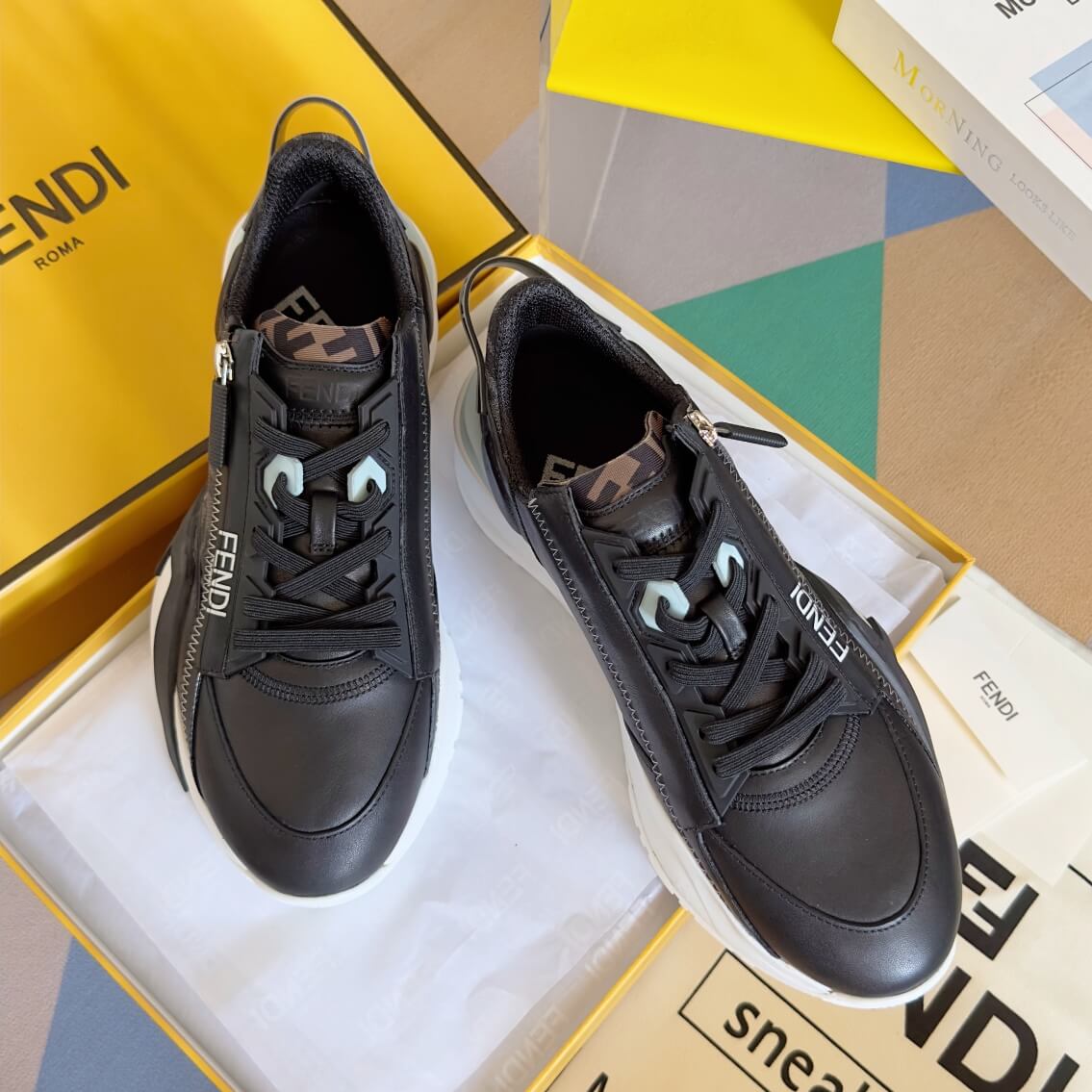 Fendi Flow Men's Leather Sneakers - Image 8