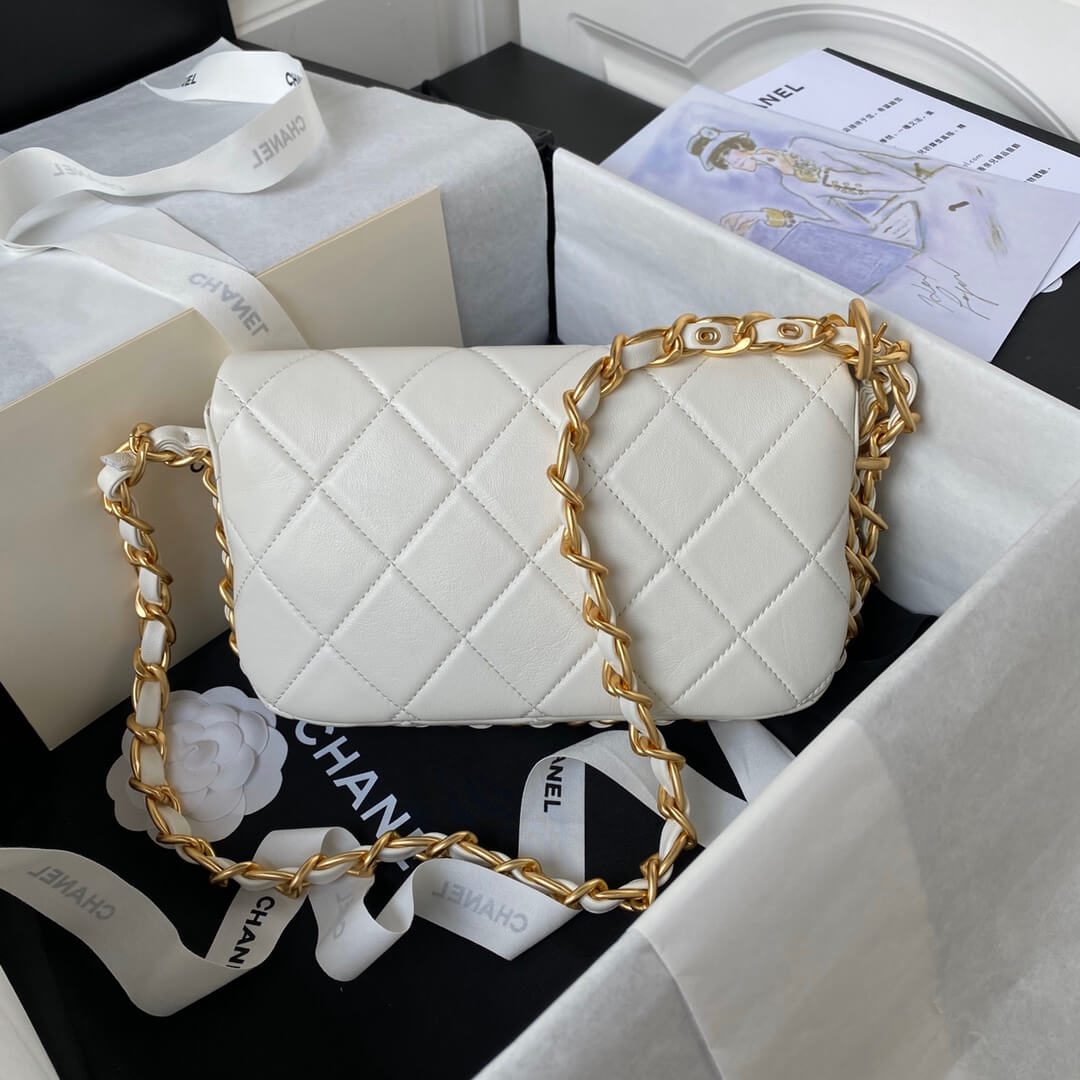Chanel Small Flap Bag In White - Image 9