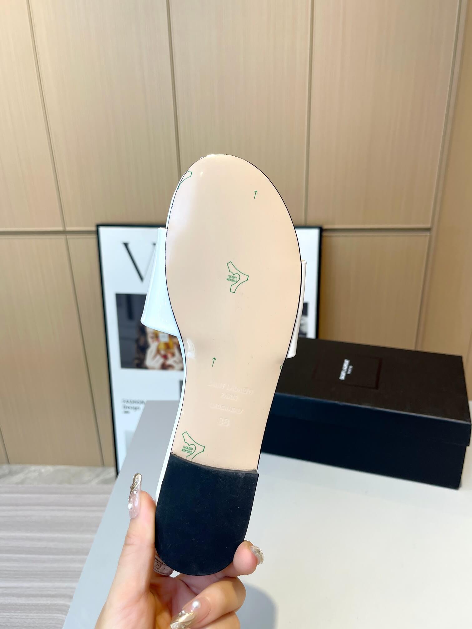 YSL Flat White Slides - Image 8