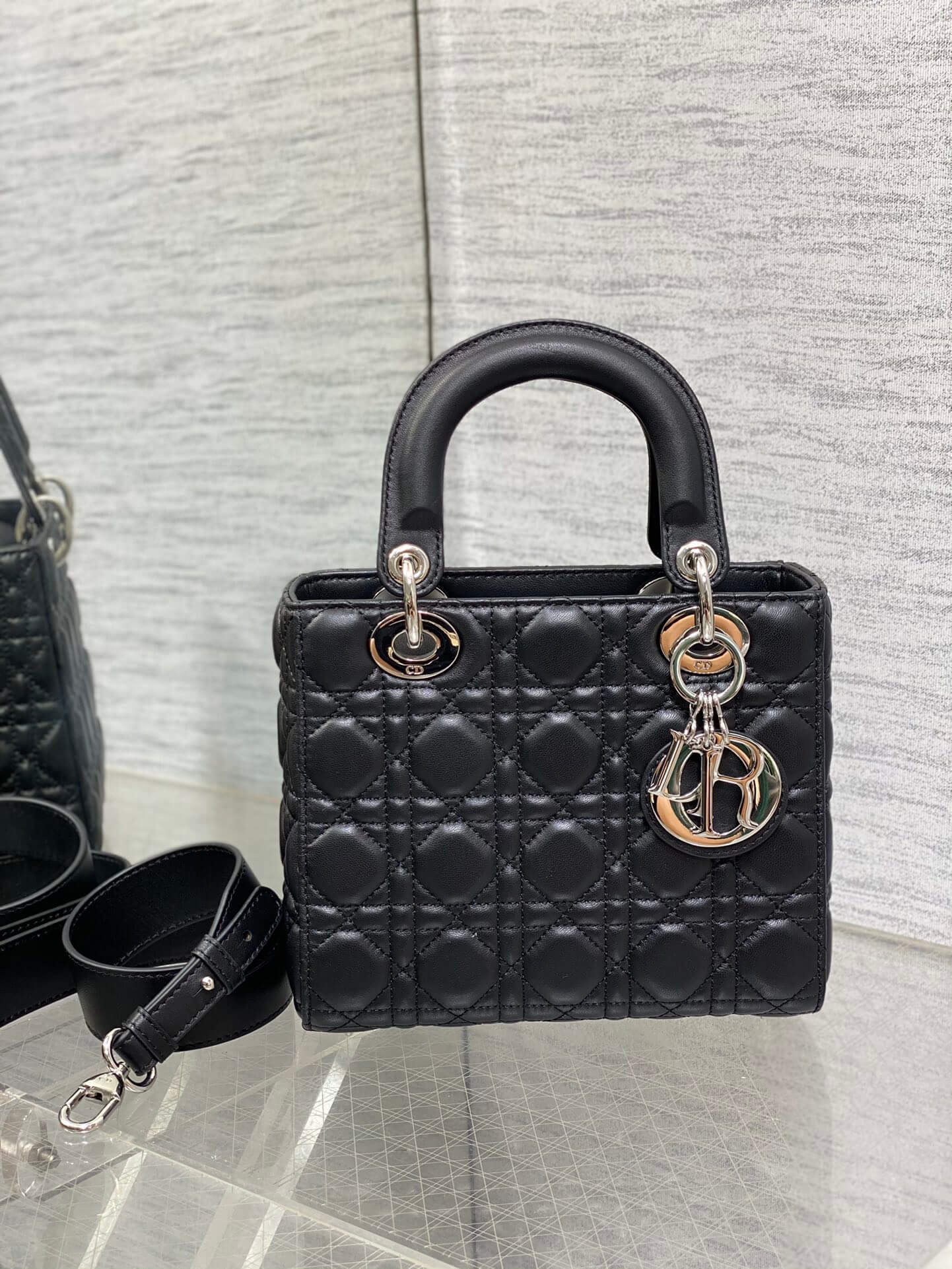 Lady Dior Bag Black Silver Hardware - Image 9