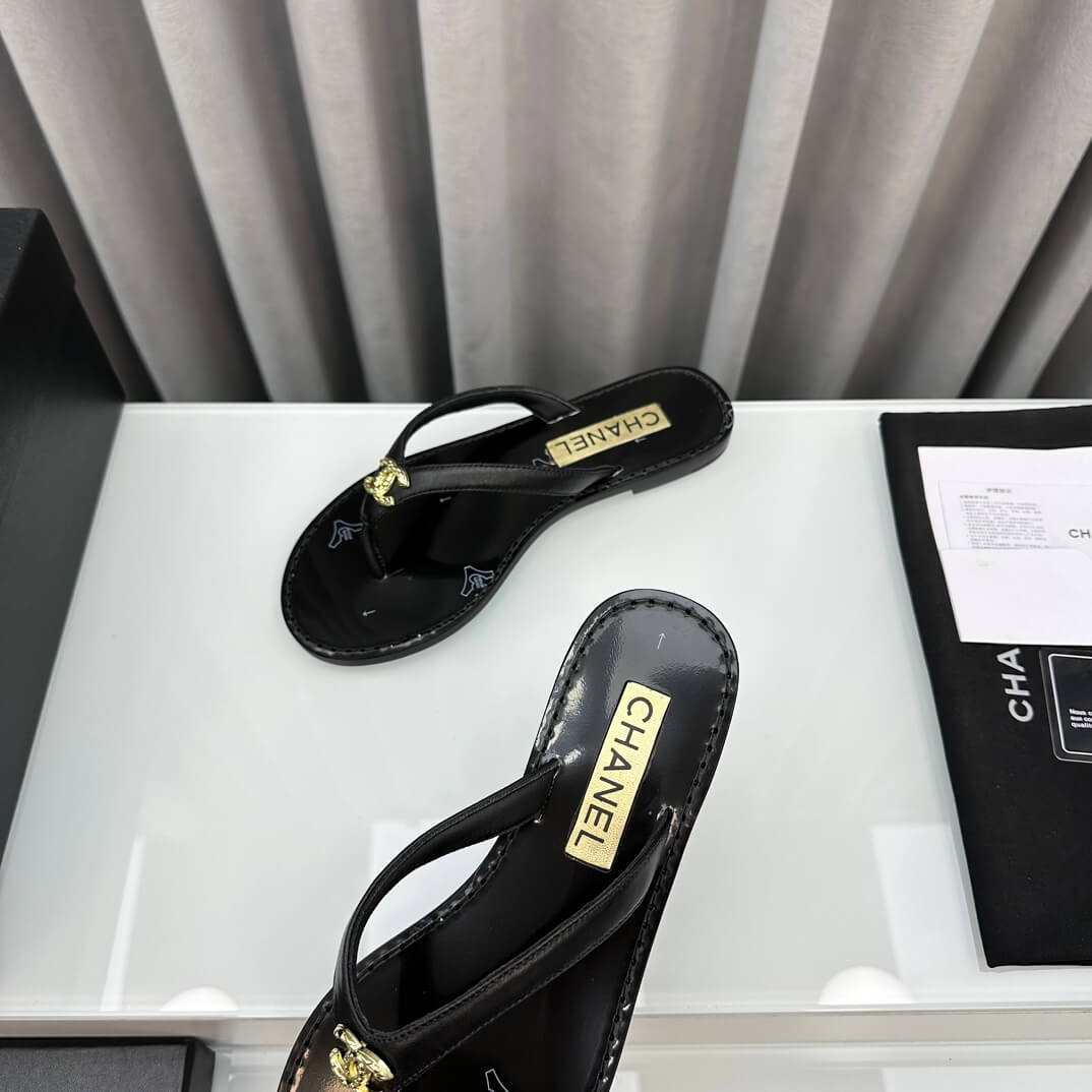 Chanel Flip Flops Black Sandals - Image 9
