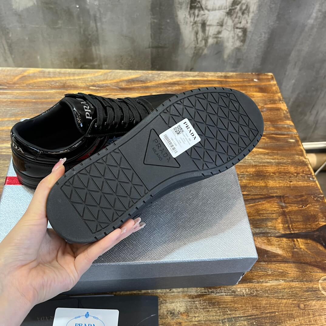 Prada Men's Downtown Sneakers in Patent Leather - Image 9