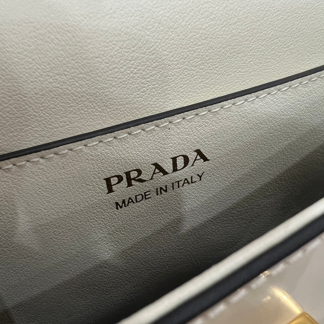 Prada Embleme Saffiano Shoulder Bag White - Image 7