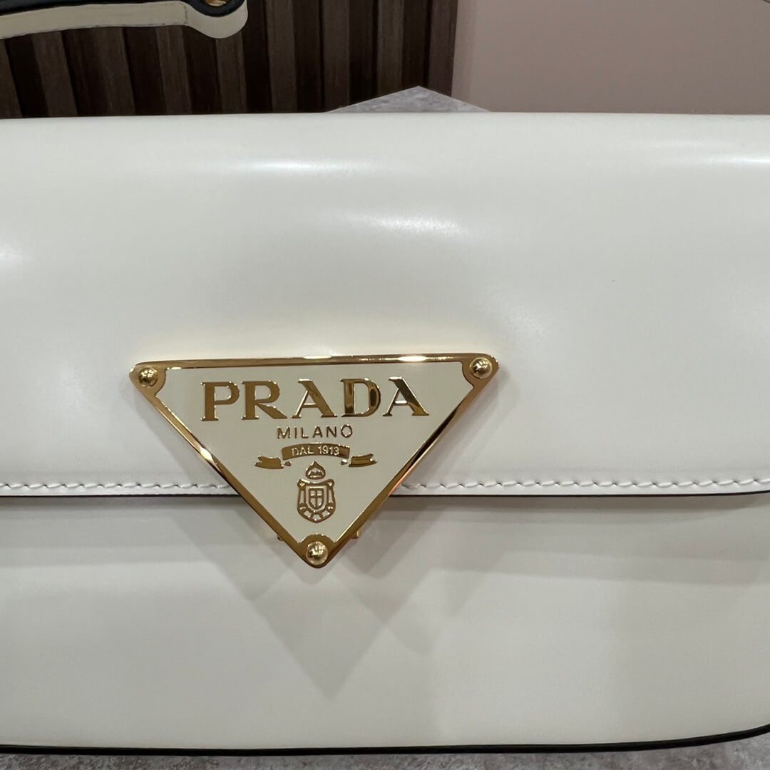 Prada Embleme Saffiano Shoulder Bag White - Image 8