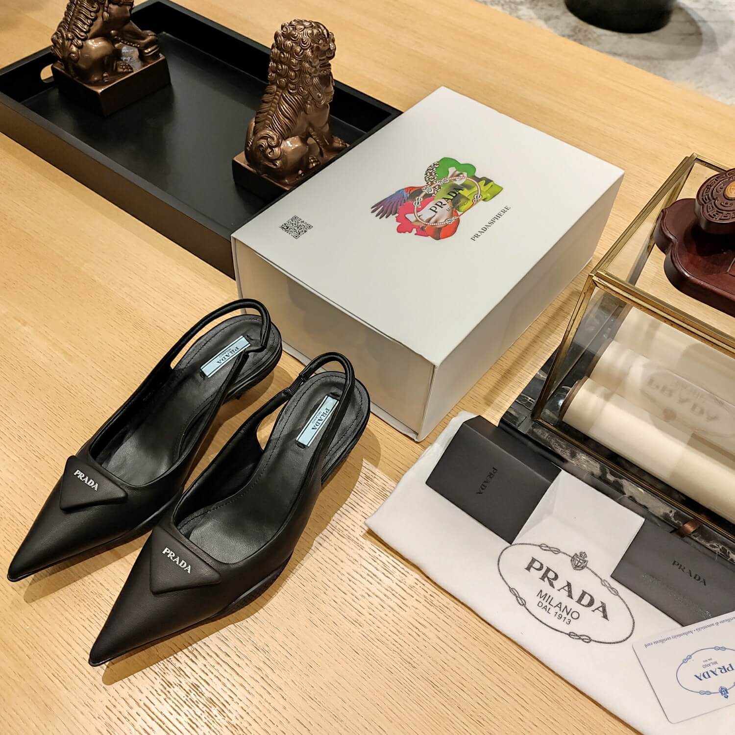 Prada Women Nylon Gabardine Slingback Pumps-Black - Image 5