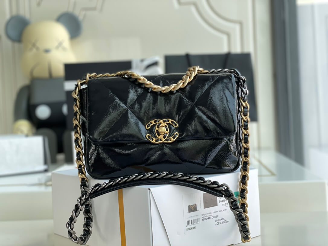 Chanel 19 Bag Black Patent Leather