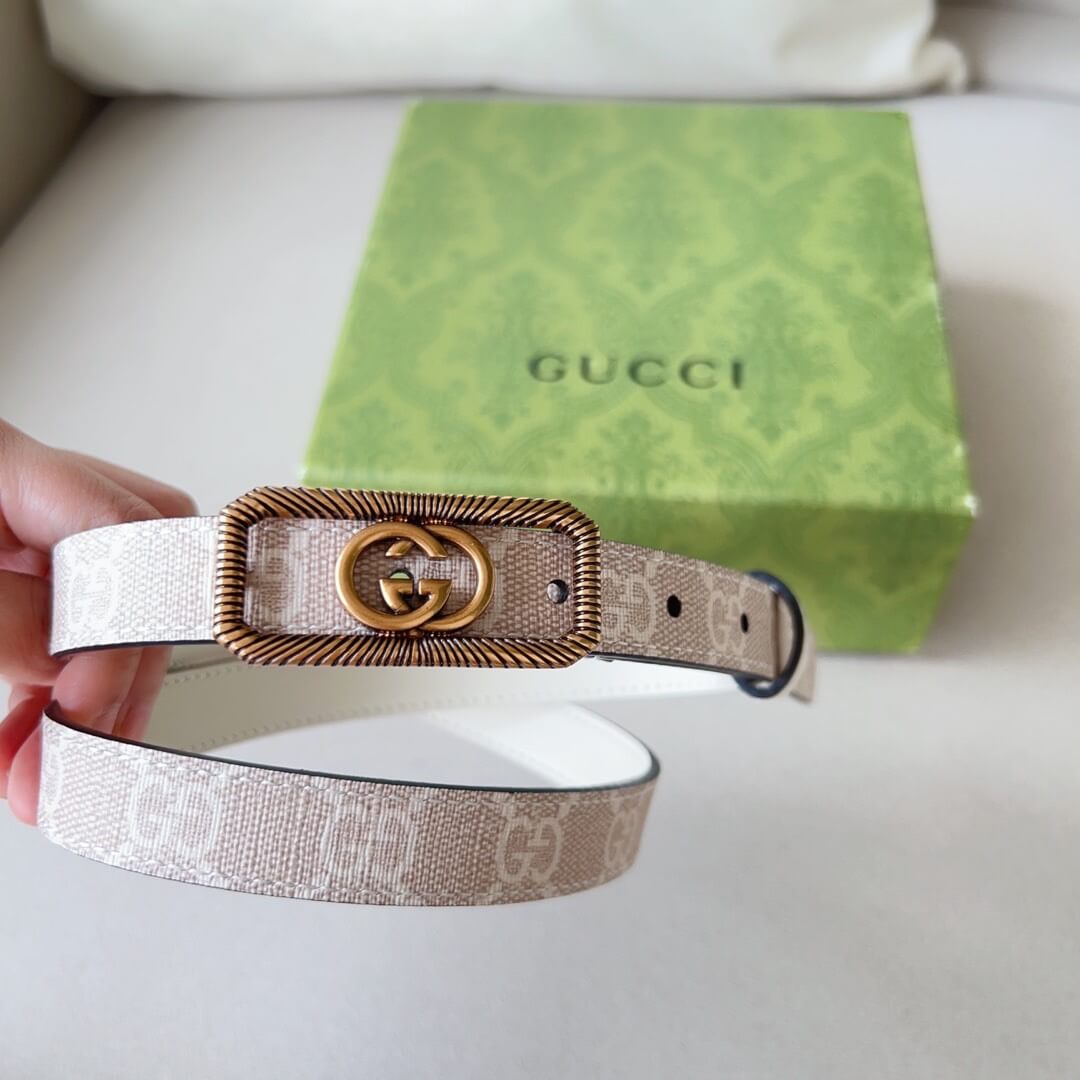 Gucci Thin Belt With Interlocking G Buckle Leather - Image 5