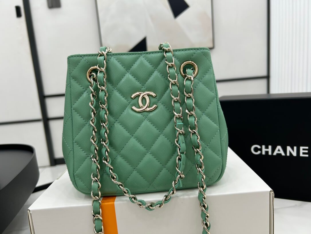 Chanel Classic Tote Bag Green - Image 6