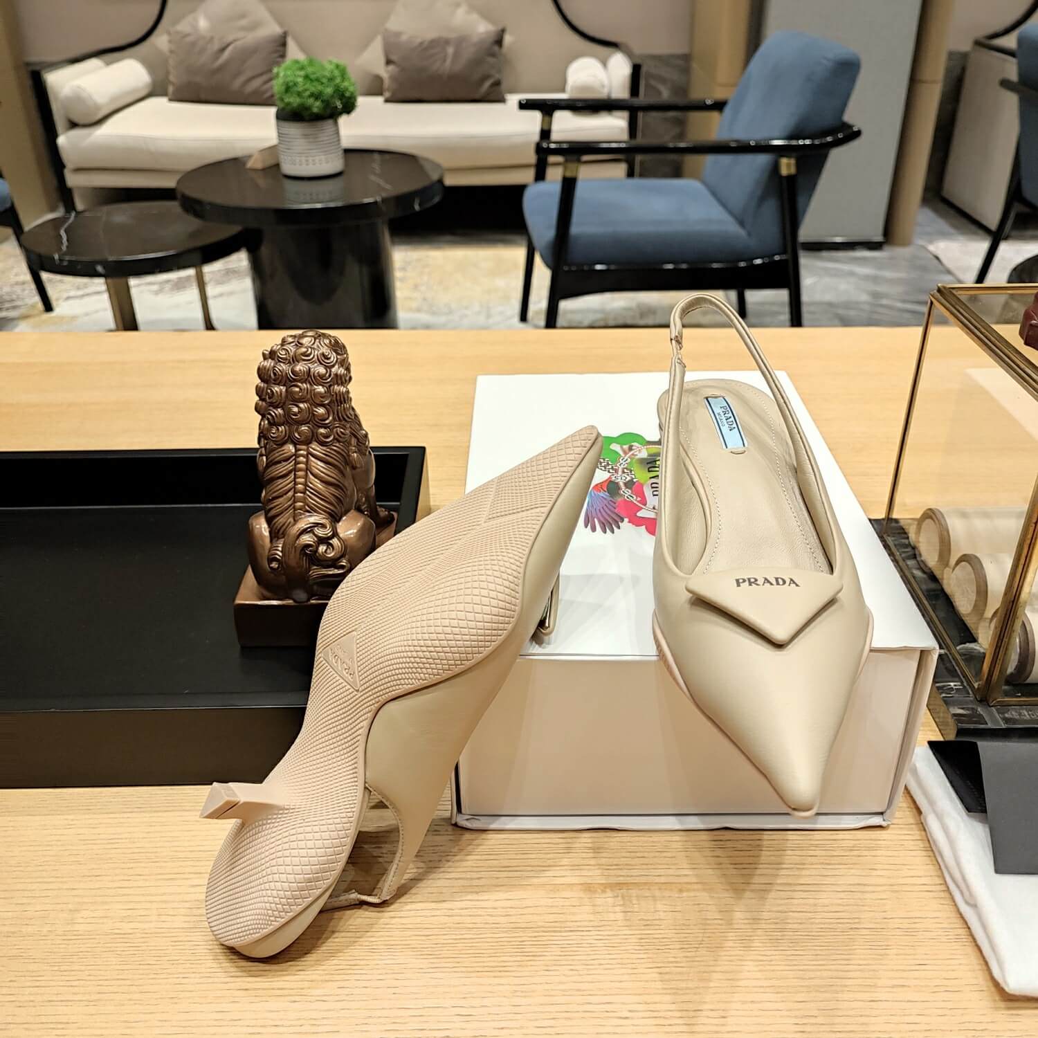 Prada Women Nylon Gabardine Slingback Pumps Heel - Image 3