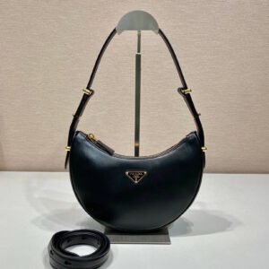 Prada Zip Leather Black Shoulder Bag