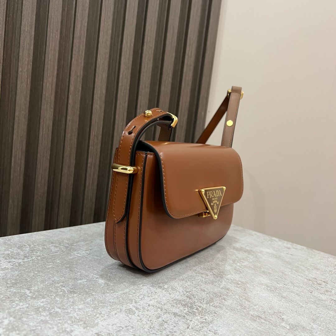 Prada Embleme Saffiano Shoulder Bag in Brown - Image 4