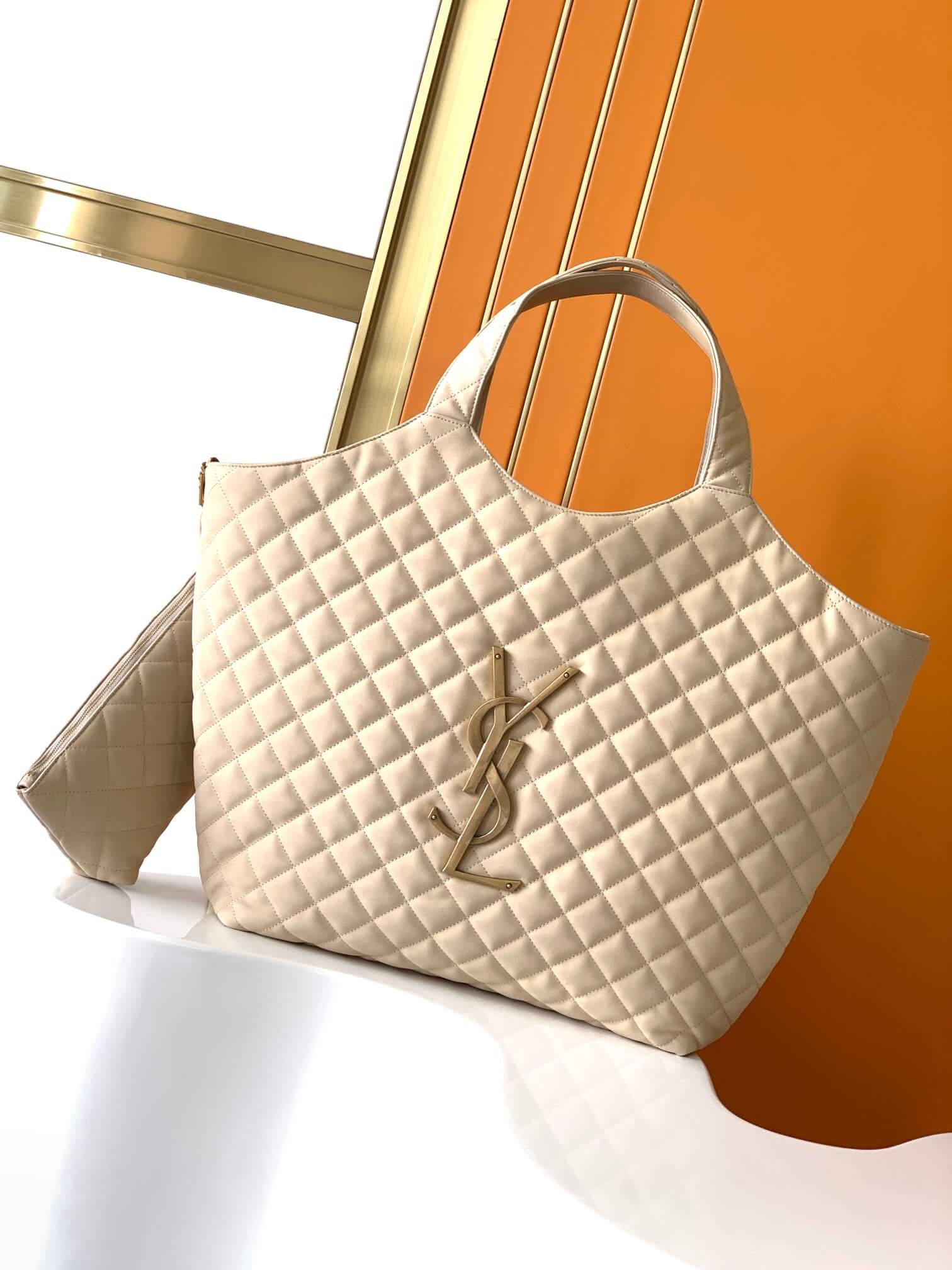 YSL Icare Maxi Shopping Bag Beige