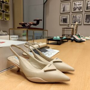 Prada Women Nylon Gabardine Slingback Pumps Heel