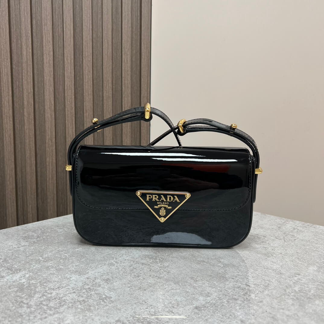 Prada Embleme Saffiano Shoulder Bag in Patent Leather