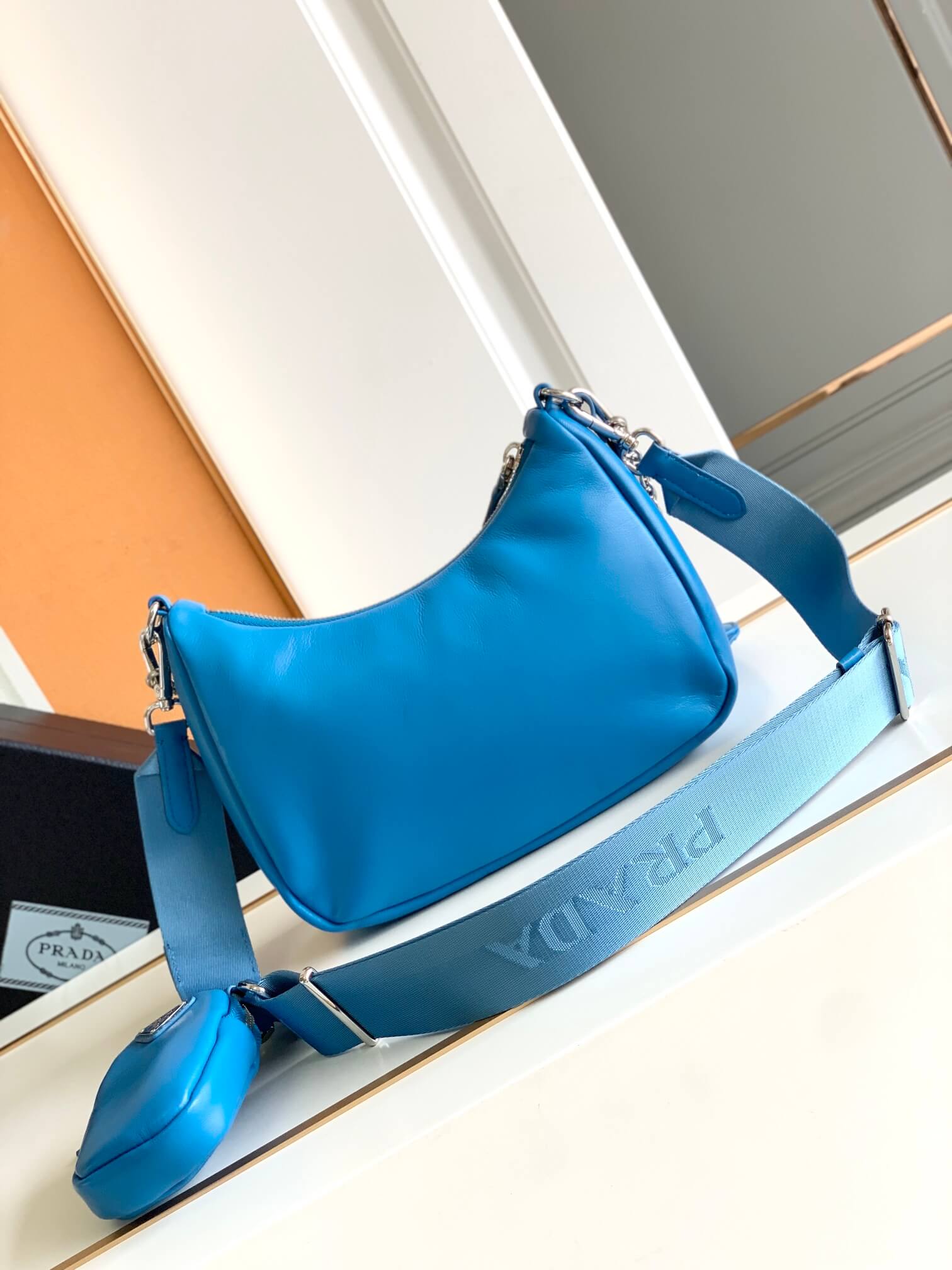 Prada Hobo Sky Blue Bag - Image 5