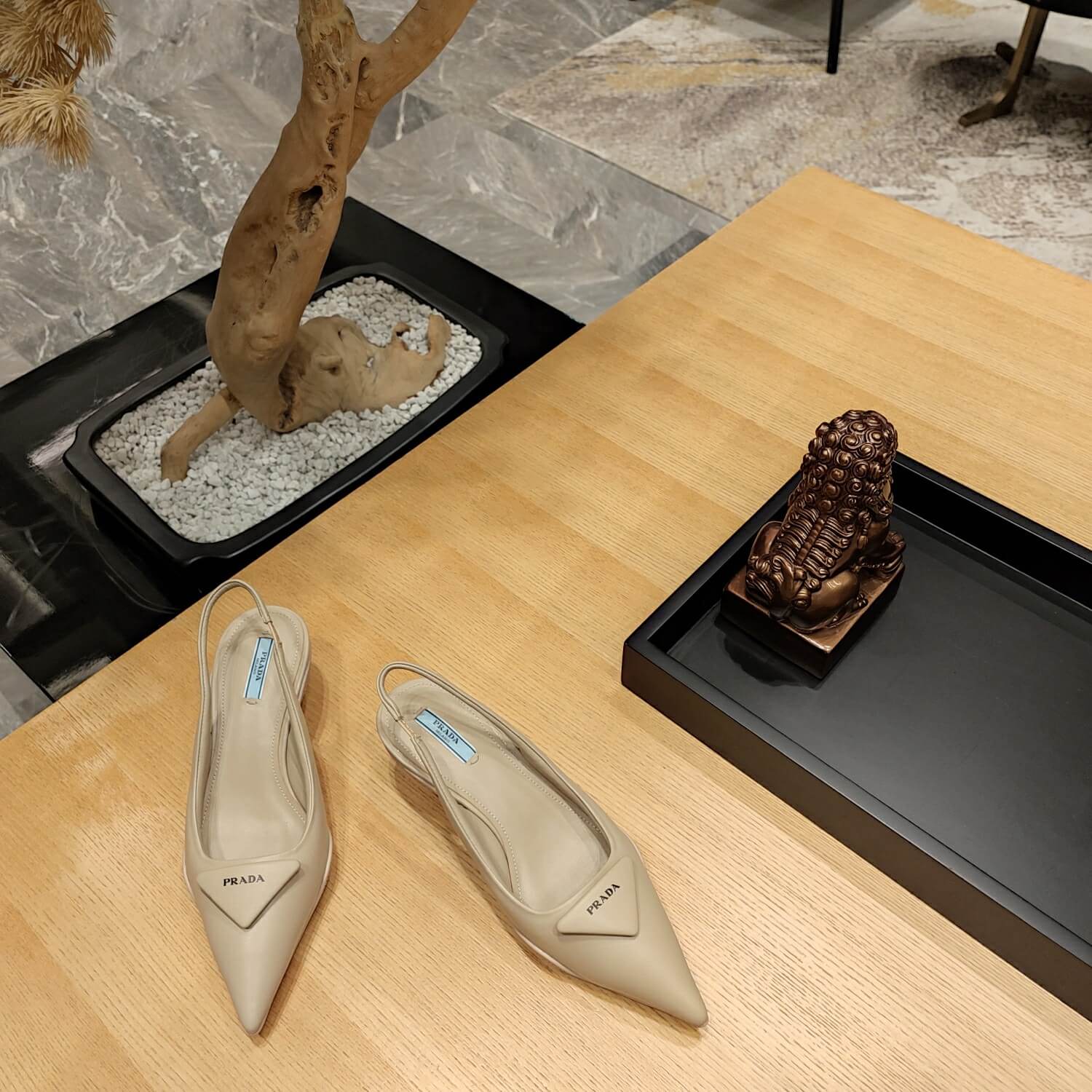 Prada Women Nylon Gabardine Slingback Pumps Heel - Image 7