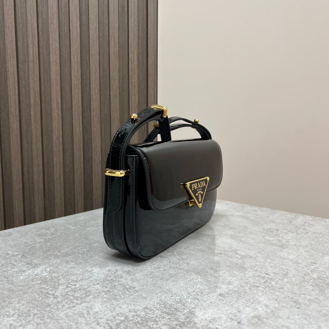 Prada Embleme Saffiano Shoulder Bag in Patent Leather - Image 4