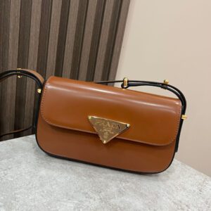 Prada Embleme Saffiano Shoulder Bag in Brown