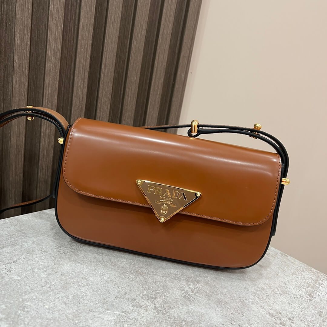 Prada Embleme Saffiano Shoulder Bag in Brown