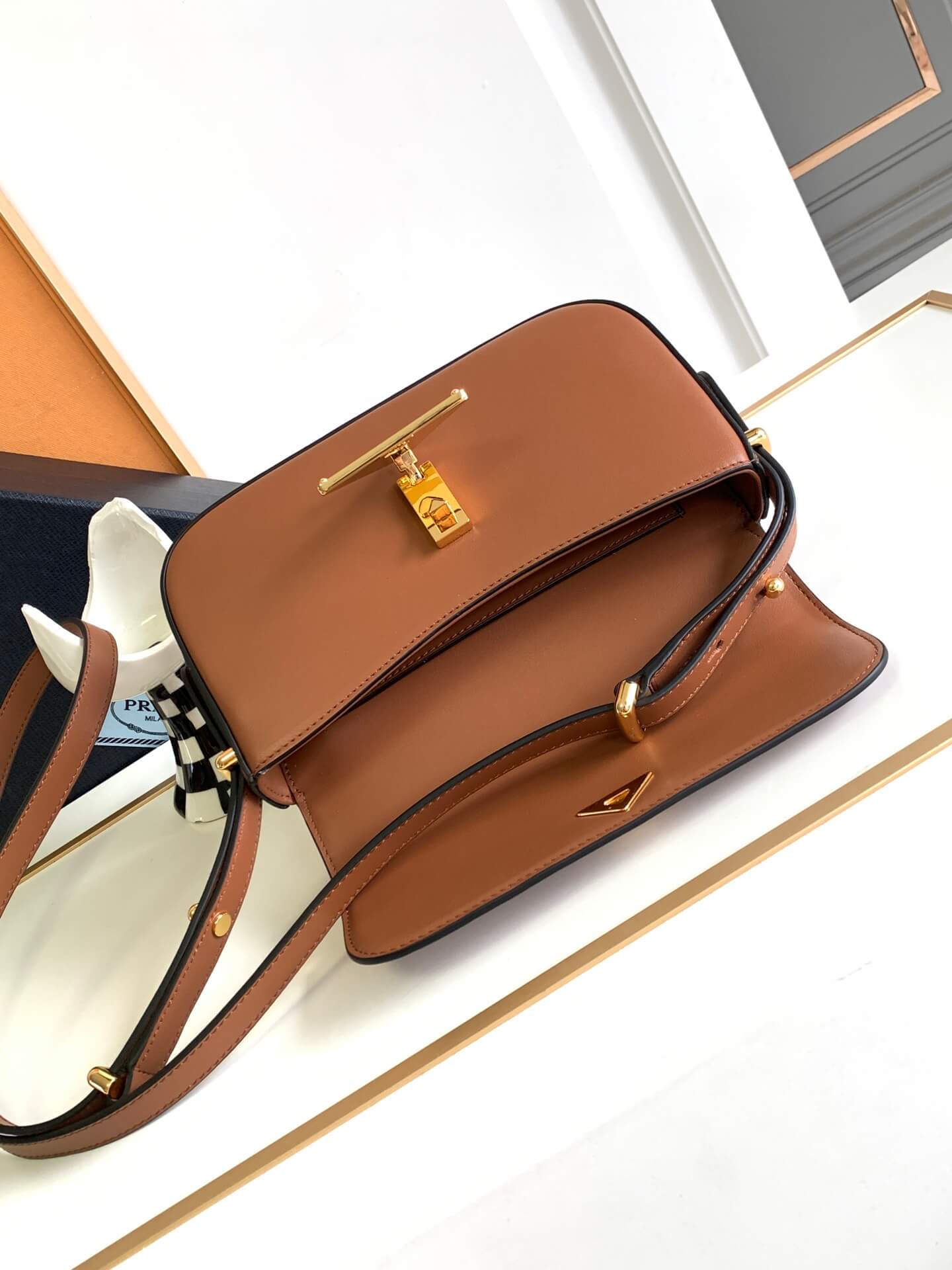 Prada Embleme Saffiano Shoulder Bag - Image 7