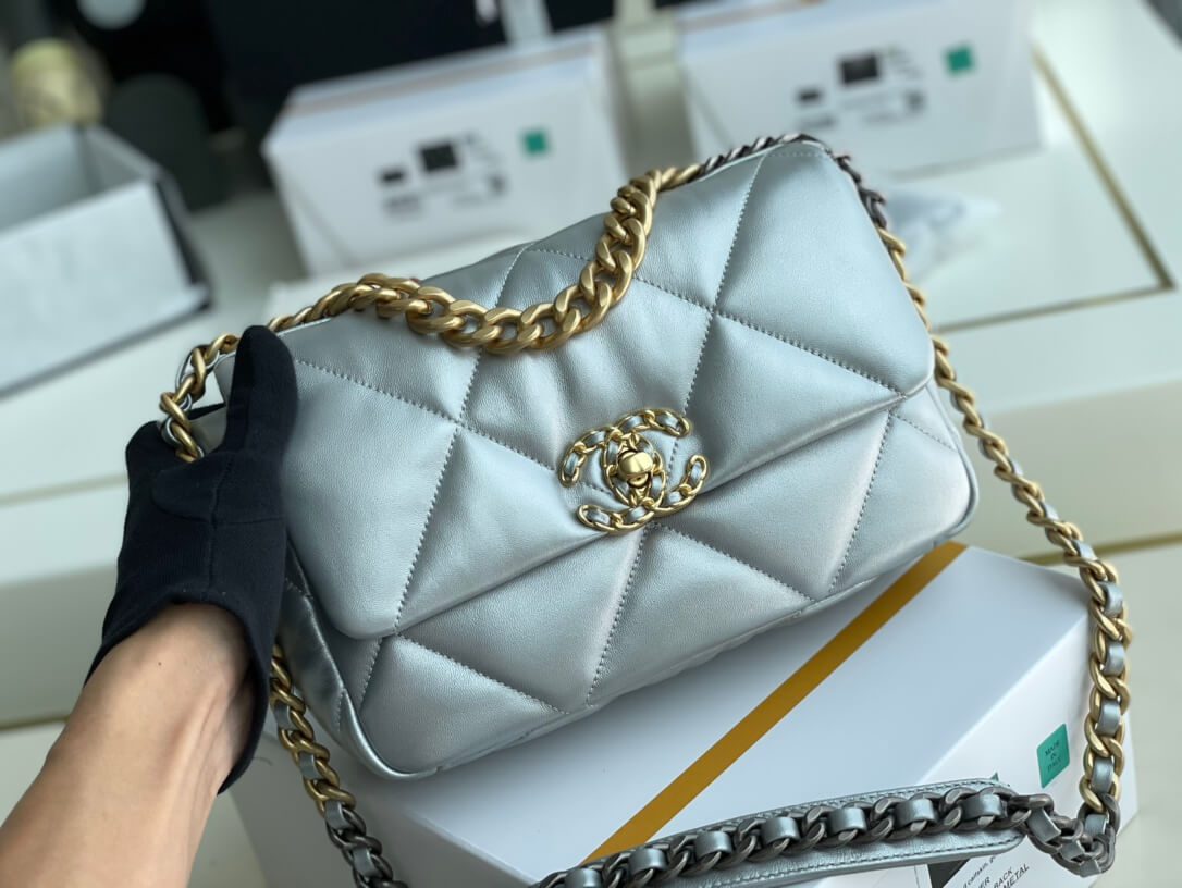 Chanel 19 Bag Gray Blue - Image 9