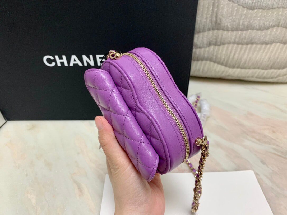 Chanel CC Love Heart Mini Bag Purple - Image 5