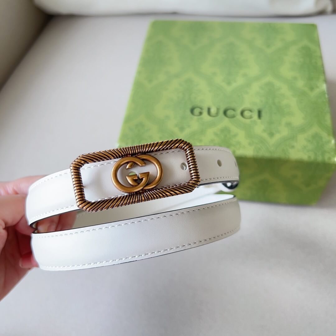Gucci Thin Belt With Interlocking G Buckle Leather - Image 6