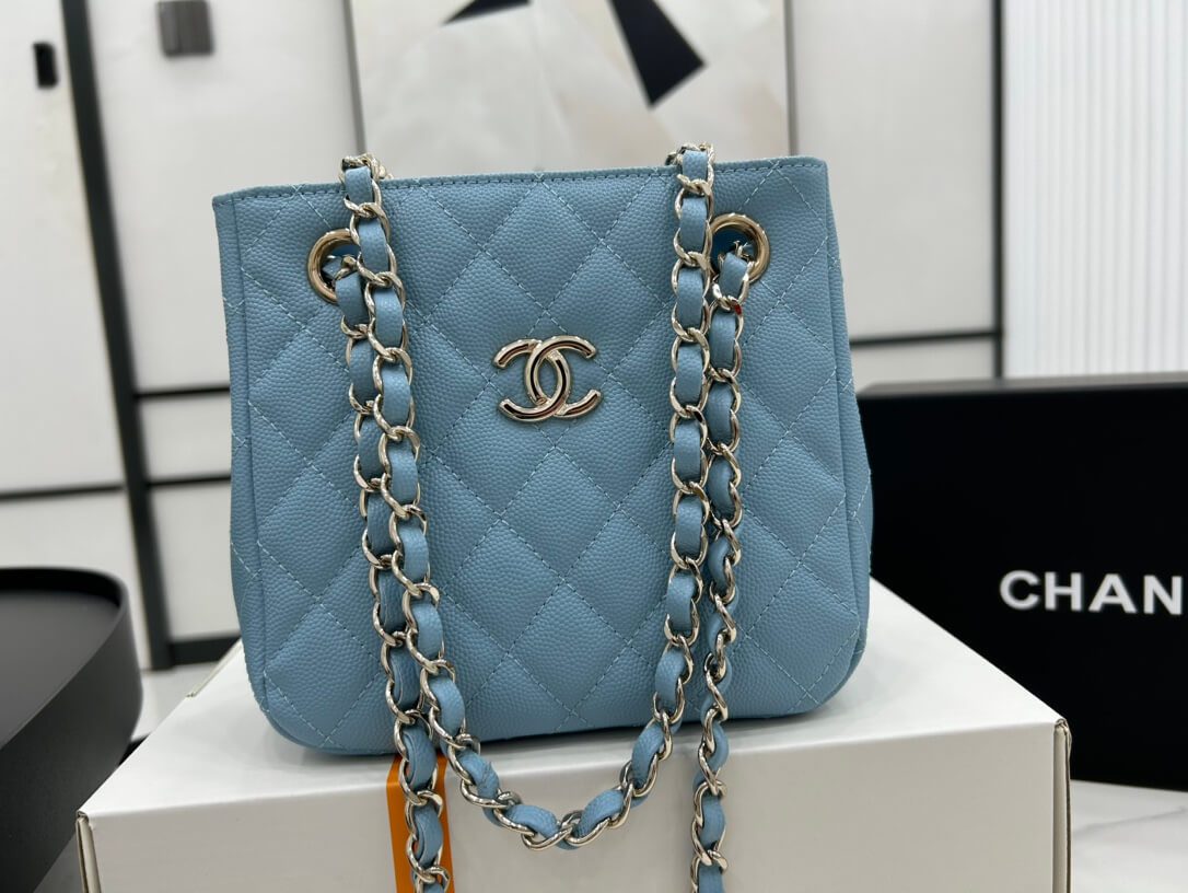 Chanel Classic Tote Bag Sky Blue - Image 8