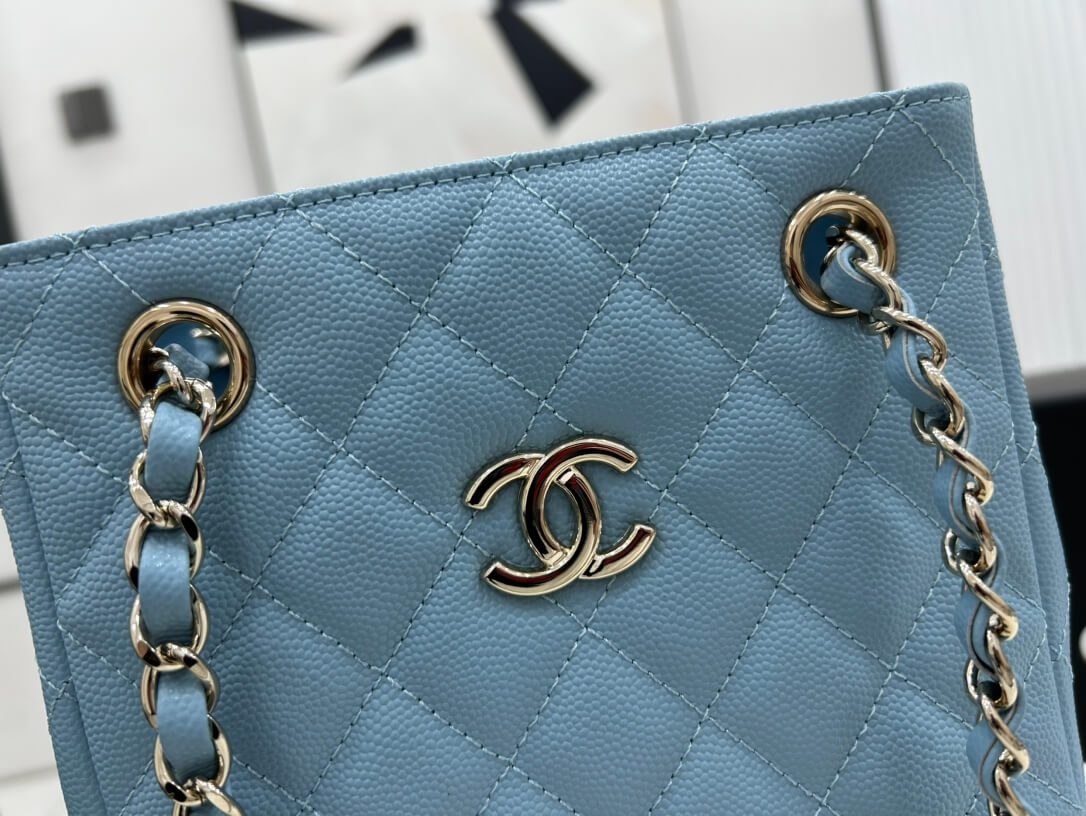 Chanel Classic Tote Bag Sky Blue - Image 9