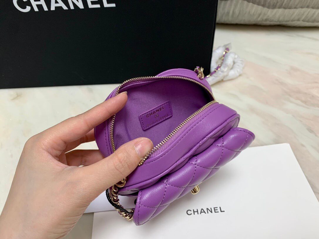 Chanel CC Love Heart Mini Bag Purple - Image 8