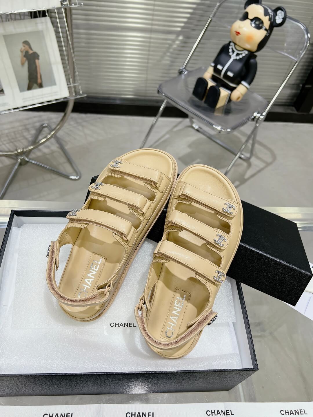 Chanel Casual Style Unisex Plain Logo Sandal - Image 8