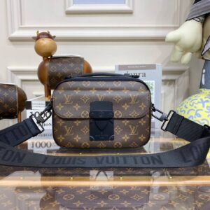 LV Monogram Macassar S Lock Messenger Bag